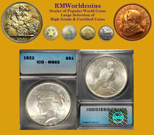 1922 年ピース ダラー、ICG 65+、Superb Gem BU、フル ストライク & 光沢、ゴージャスなコイン。
