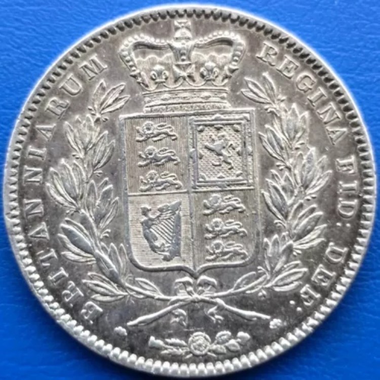 1845年製 シルバークラウン、サンクストップ 英国製 シルバーコイン ヴィクトリア 美しい逸品