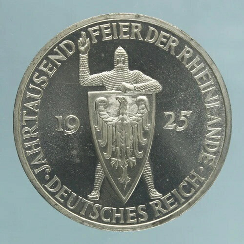 ドイツ ワイマール 5 マルク 1925 銀貨 プルーフ パーフェクト RR!-