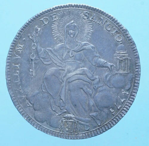 ピオ6世 1/2 シールド 1775 ローマ 収集用コイン 銀貨 通貨