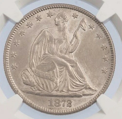 アメリカ 50セント ハーフドル 自由の女神像 1872年 銀貨 未使用 ミント NGC グレード MS61