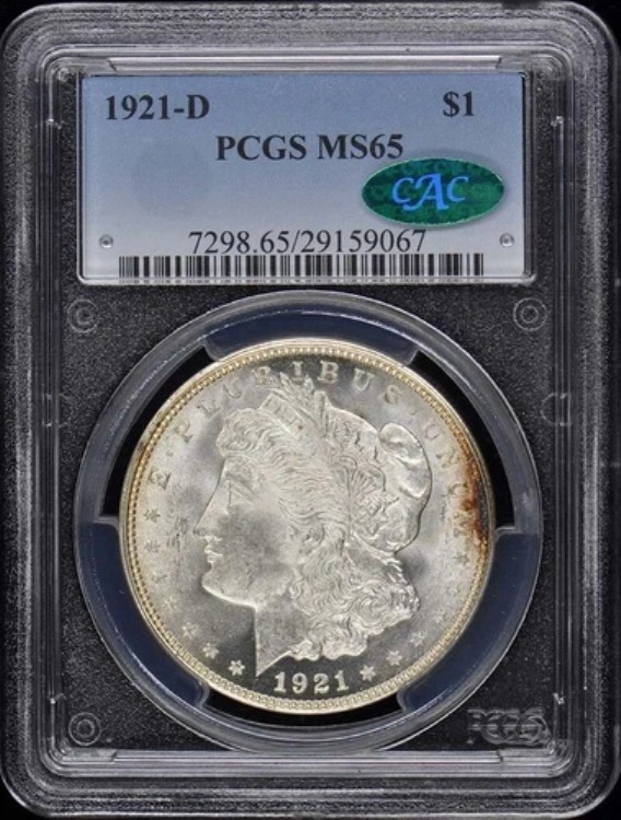 1921-D 1ドル モルガン・ダラー PCGS MS65 (CAC)