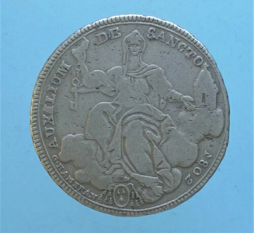 ピオ7世 1/2シールド 1802年 ローマ 収集用コイン 銀貨 貨幣学