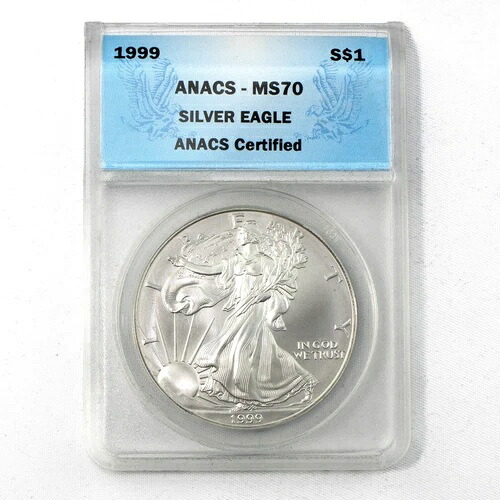 1999年 1ドル 1オンス アメリカンシルバーイーグル ANACS MS70 - ブルーラベル｜WORLD RESOURCE【KING店】