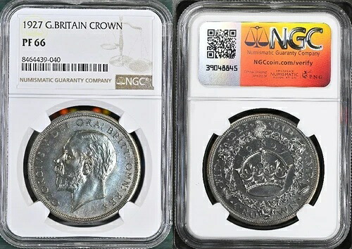 1927年 ジョージ5世 プルーフシルバー リースクラウン...NGC PF66