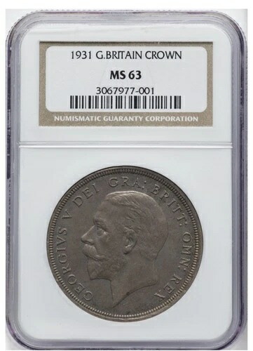 1931年 ロイヤルミント キングジョージ5世 シルバークラウン NGC MS 63