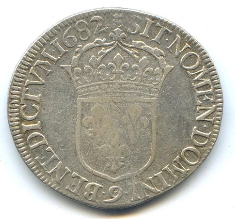 Louis XIV ECU a La Tie 1er タイプ 1682 レンヌ