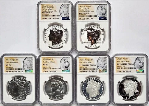 2023年 ( MS70 PF70 ) 6枚セット $1 モルガン＆ピース シルバーダラー FDOI NGC FDI