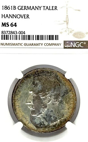 ドイツ ハノーバー 1861 B ターラーコイン ターラー NGC MS 64 F.STG/STG UNC 希少｜WORLD RESOURCE【KING店】