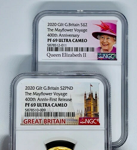 2020年 イギリス メイフラワー号航海銀貨 2ポンド PF69 NGCコイン 400周年記念|WORLD RESOURCE【KING店】