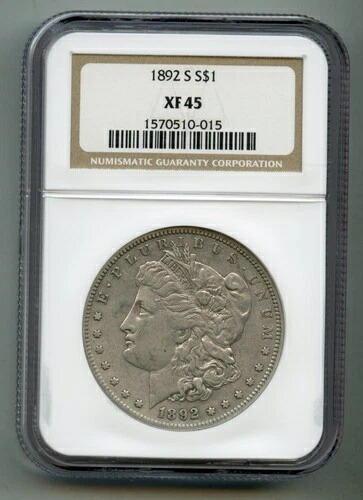 1892年 S モルガン銀貨 NGC XF 45