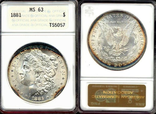 1881年 $1 ANACS MS63 - トーン加工 シャープストライク - ミントラスター PQ モルガンダラー++