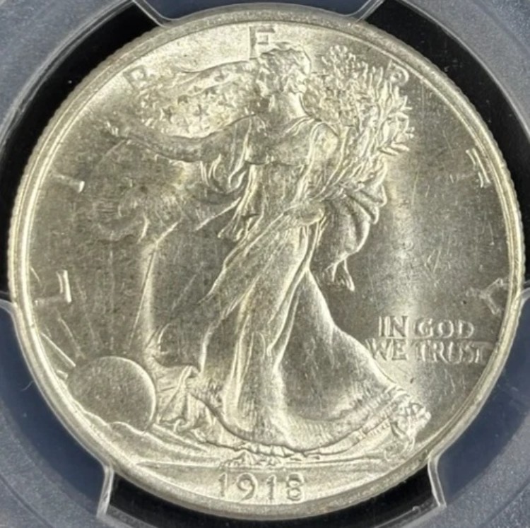 1918-P 50C ウォーキング・リバティ PCGS AU58 - ブライトホワイト 322,245円
