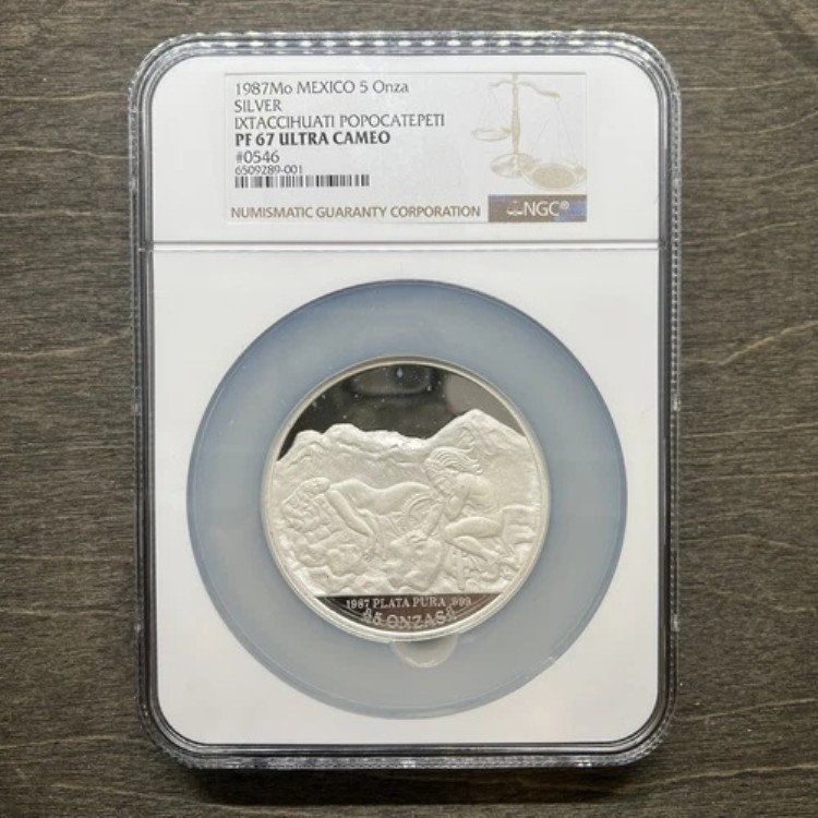 1987 メキシコ 5 オンザ ???? Ixtaccihuati Popocatepeti Libertad Proof PR67 PCGS