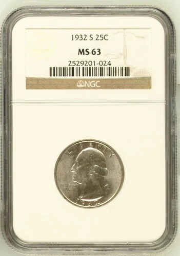 1932-S ワシントン クォーター NGC MS63 / 素晴らしい外観