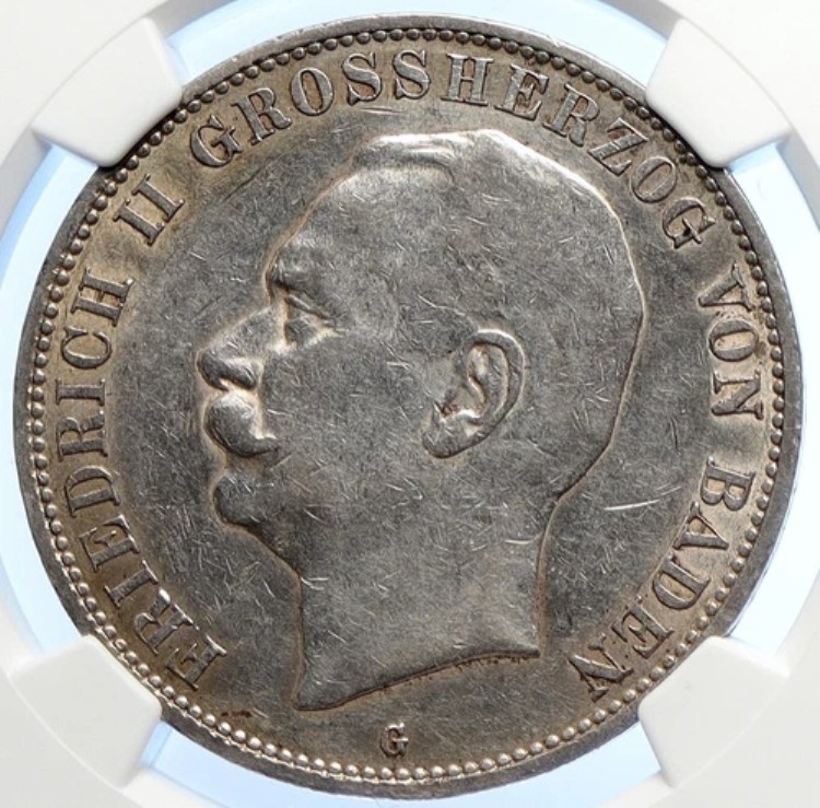 1913年 ドイツ ドイツ連邦共和国 バーデン フリードリヒ2世 5マルク銀貨 NGC i106591|WORLD RESOURCE【KING店】