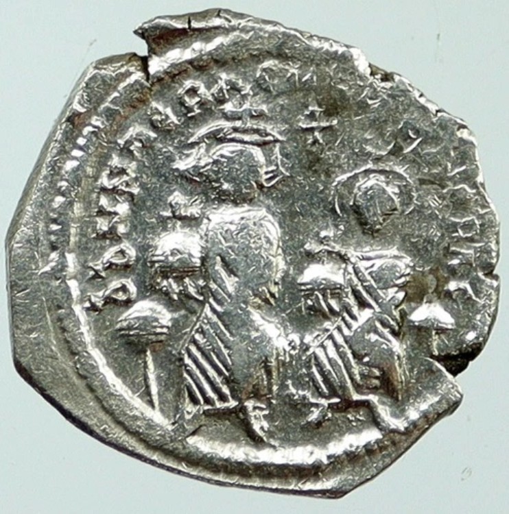 ヘラクリウス 613AD 本物 古代 銀 ビザンチン 六芒星 コイン 十字架付き i117932|WORLD RESOURCE【KING店】