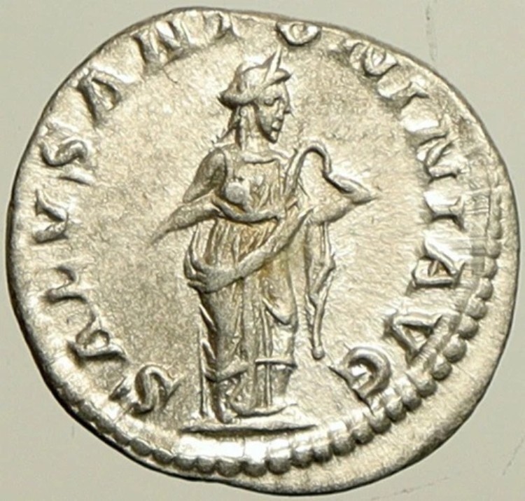 エラガバルス 本物 古代 219AD 古代ローマ銀貨 SALUS w SERPENT i101445|WORLD RESOURCE【KING店】