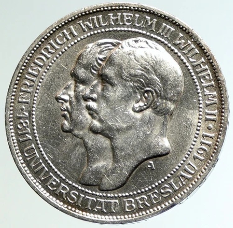 1911年 プロイセン王国 ドイツ ヴィルヘルム2世＆3世 旧銀貨 3マルク i104625