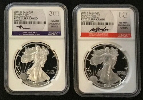 2021 S&W NGC PF70 FDOI タイプ 1&2 シルバー イーグル ガウディオーソ & メルカンティ ミント エングレイバー !｜WORLD RESOURCE【KING店】 323,235円