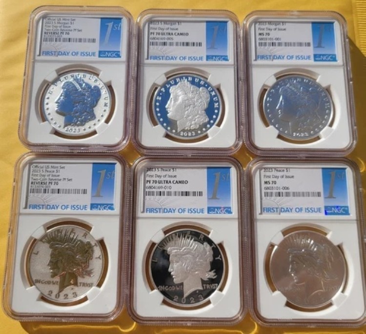 2023年 (MS70/PF70) 6枚セット $1 モルガン&ピースドル 発行初日 NGC FDOI|WORLD RESOURCE【KING店】