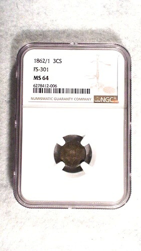 1862/1 3セント銀貨 NGC MS64 FS-301 ニアジェム 3CS コイン 今すぐ購入!