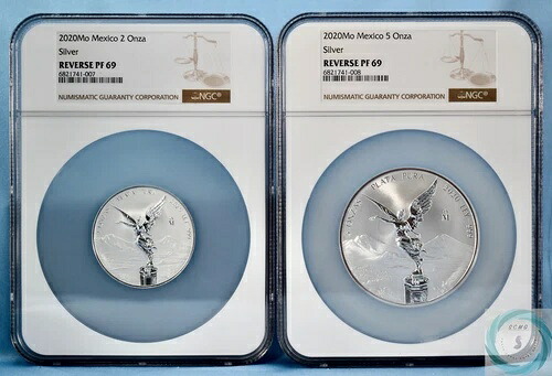 2020 Mo 2oz NGC RP69 および 2020 Mo 5oz NGC RP69 リベルタッド (2 コイン セット) - OGP CoA #57!｜WORLD RESOURCE【KING店】