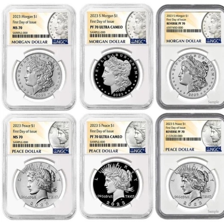 2023年 (MS70/PF70) 6枚セット $1 モルガン＆ピースドル 発行初日 NGC FDOI｜WORLD RESOURCE【KING店】 323,730円