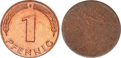 1 Pfennig (1950) F Probe Der Wertseite 薄型シュレトリング 0,9g 未流通｜WORLD RESOURCE【KING店】