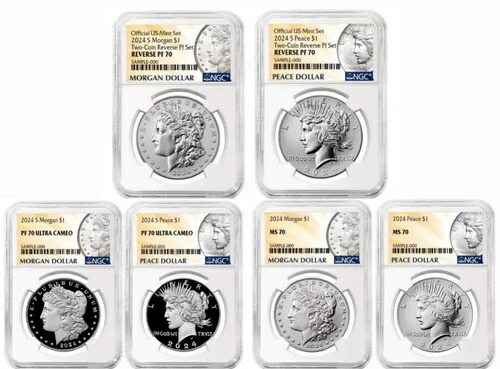 2024年 6枚セット $1 モルガン＆ピースドル NGC MS70 PF70 RP70 リバースプルーフ アンサーキュレーション