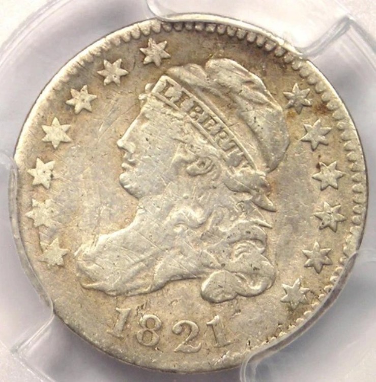 1821 年大型日付 JR-2 キャップド バスト ダイム 10 セント - PCGS VF 詳細 - 希少な種類!