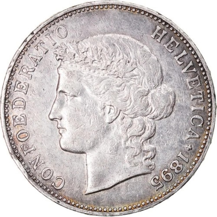 [#876843] コイン、スイス、5フラン、1895年、ベルン、AU、銀、KM:34｜WORLD RESOURCE【KING店】