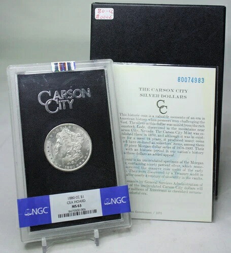 1880-CC 1ドル銀モルガンドル GSAホルダー NGC MS63 #0006 ボックス＆COA｜WORLD RESOURCE【KING店】