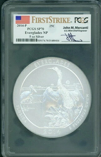 2014-P エバーグレーズ フロリダ NP ATB 5オンス シルバー PCGS SP70 ファーストストライク FS マーカンティ｜WORLD RESOURCE【KING店】