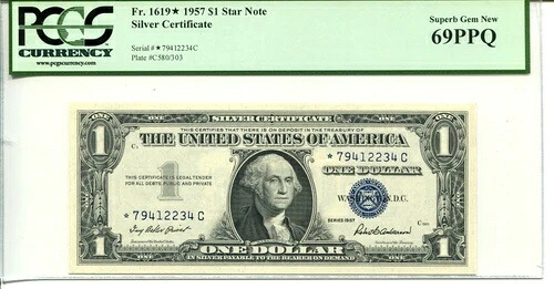 FR 1619* STAR 1957 $1 銀貨証明書 69 PPQ 極上宝石 新品｜WORLD RESOURCE【KING店】 325,710円