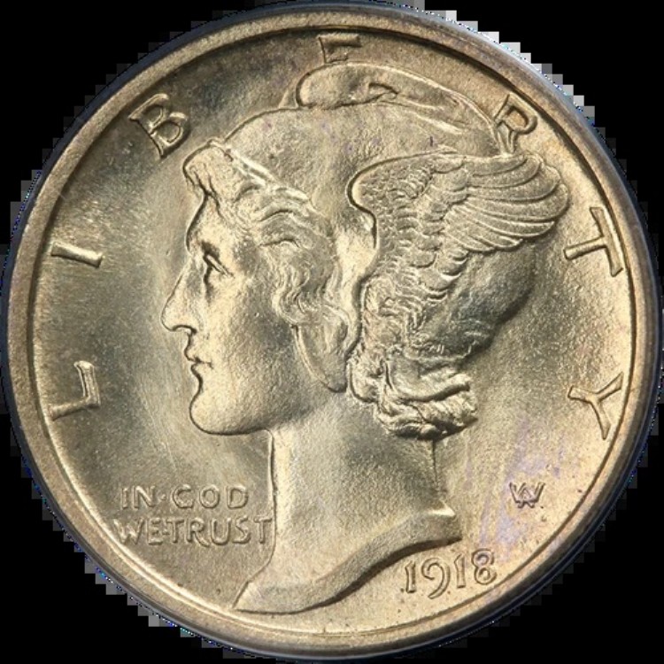 1918-S マーキュリーダイム PCGS MS65 素晴らしい外観 強いストライク|WORLD RESOURCE【KING店】