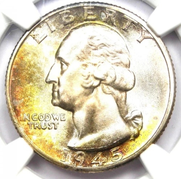 1945-D ワシントン クォーター 25C - NGC MS67+ プラス グレード認定 - 価値 1,750 ドル!