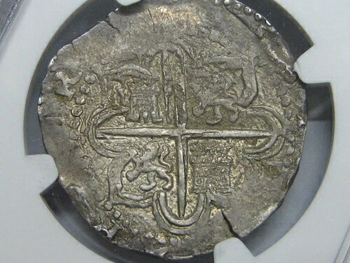 (1556-98) フィリップ2世 4レアル コブ NGC AU55 セビリア スペイン 銀貨 植民地時代