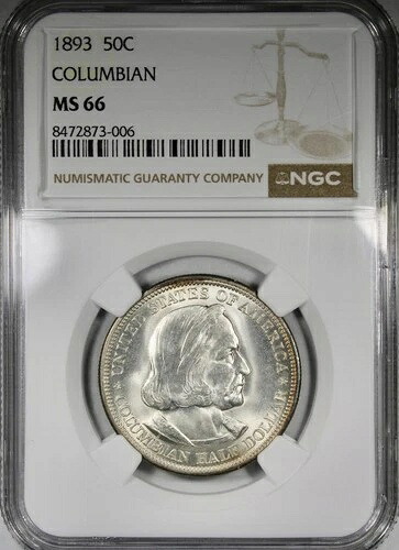 1893年コロンビア記念ハーフドル NGC MS66 華やかな宝石品質