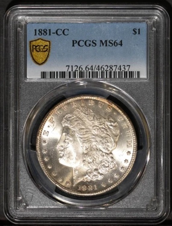 1881-CC 1ドル銀モルガンドル MS 64 PCGS # 46287437 + ボーナス