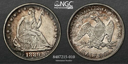 1889年 50セント 自由の女神像 半ドル硬貨 NGC XF 詳細 強固に洗浄済み 8407215-010