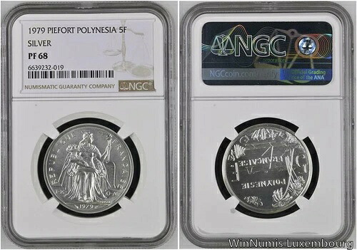 FF0162 トップポップ 希少 フランス領ポリネシア 5フラン ピエフォール 1979年 シルバー NGC PF68 プルーフ｜WORLD RESOURCE【KING店】 316,305円
