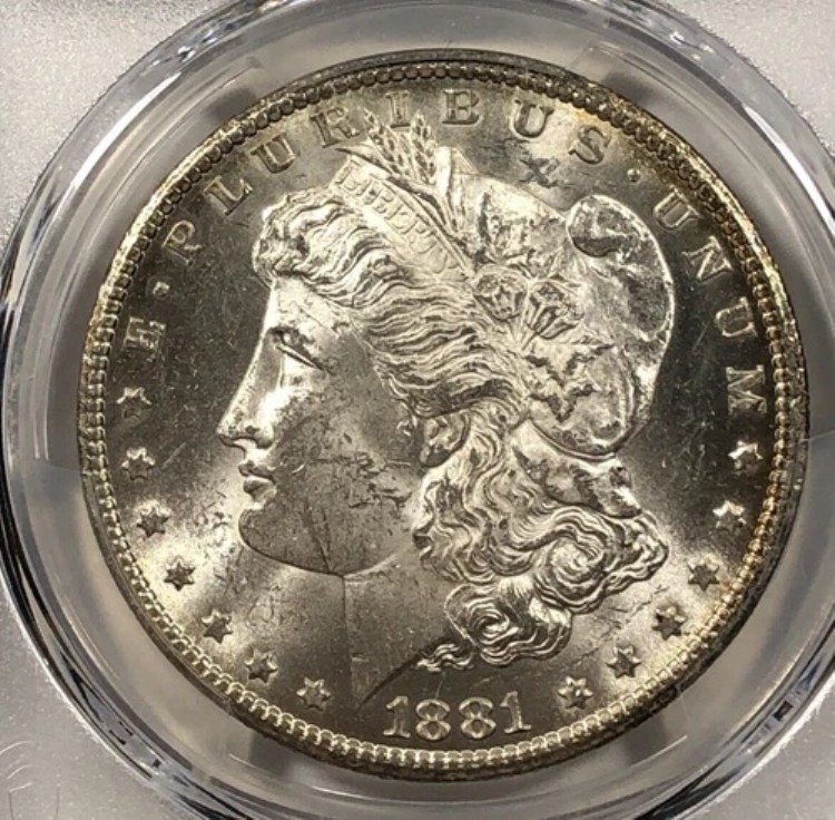 1881-CC モルガン・ダラー $. 1.00. PCGS MS63. フロスティ