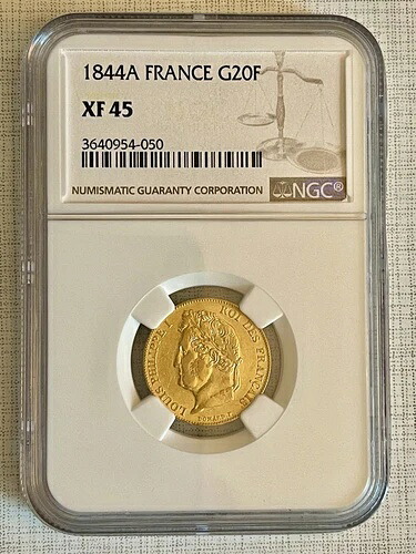 フランス 1844A ルイ・フィリップ1世 20フラン金貨 NGC XF45 SKU# 4745｜WORLD RESOURCE【KING店】