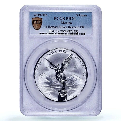 メキシコ 5 オンザ リベルタード独立の天使リバース PR70 PCGS 銀貨 2019