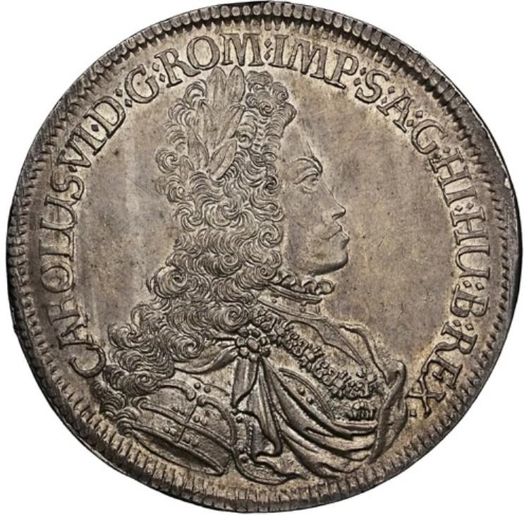 オーストリア - 1714年 カール6世ターラー金貨 - NGC MS61 - ホールミント - 非常に良好なプルーフのような表面