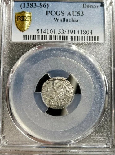 ラドゥ1世（1377-1383年）. 銀ドゥカット. ワラキア. ヴラドの祖父. PCGS AU 53