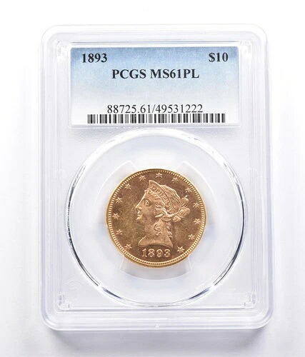 1893年 10ドル リバティヘッド ゴールドイーグル MS61 PL PCGS *1703 963,655円