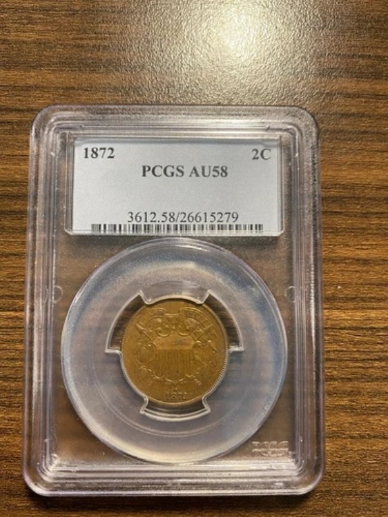 1872-P 2セント硬貨 2C PCGS ほぼ未流通 58 AU 58 希少｜WORLD RESOURCE【KING店】