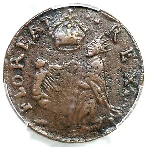1670年代 M 4i.1-Gj.1 R-7- PCGS AU 50 セントパトリック・ファーシング コロニアルコイン 1/4ペンス